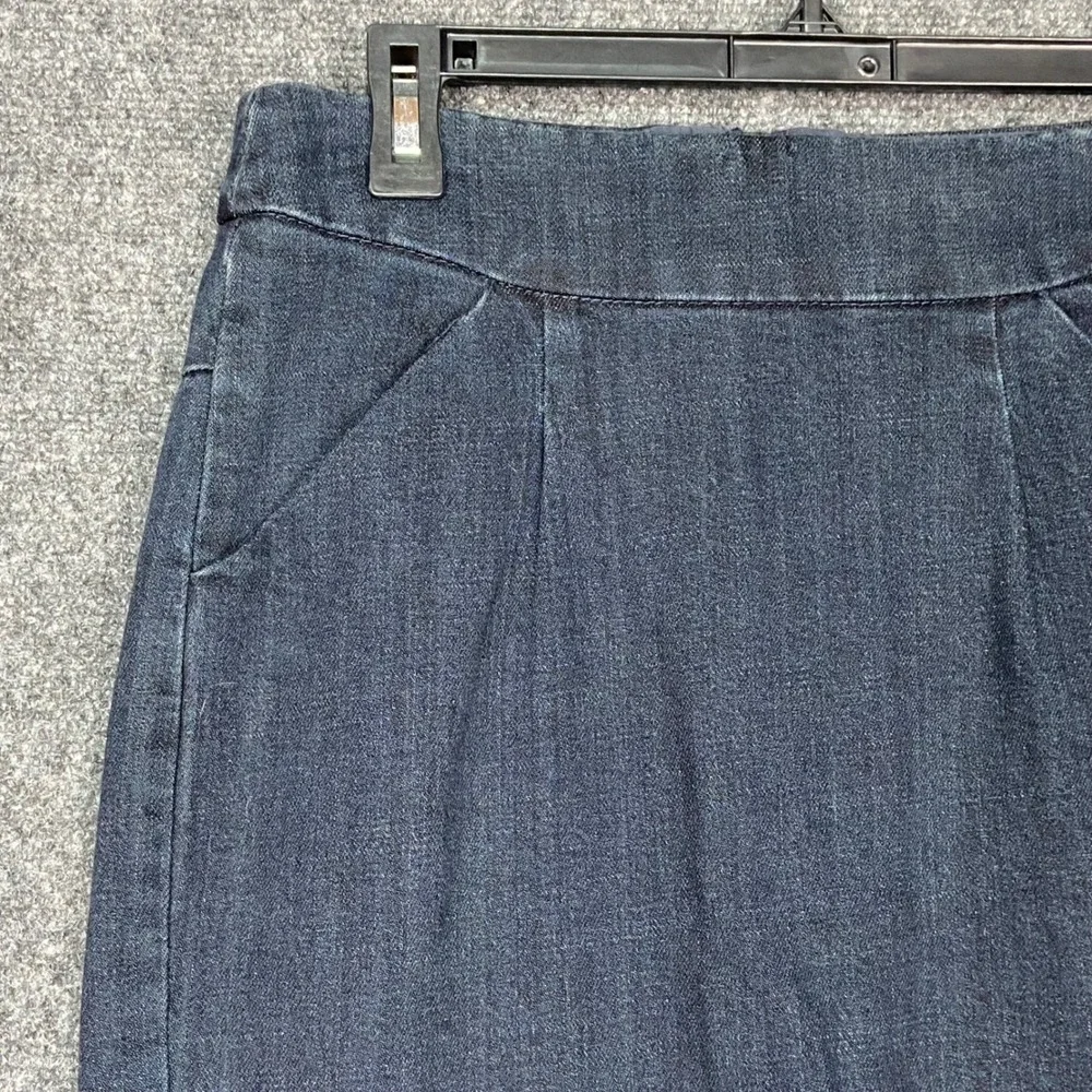 J. Crew‎ Women's Stretch Denim Pencil Skirt Size 2 Dark Wash Chic Back Slit